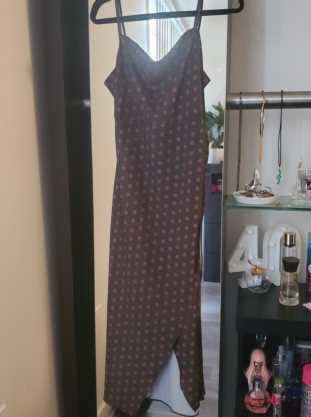 Polka Dot Slip Maxi Dress - Mauve